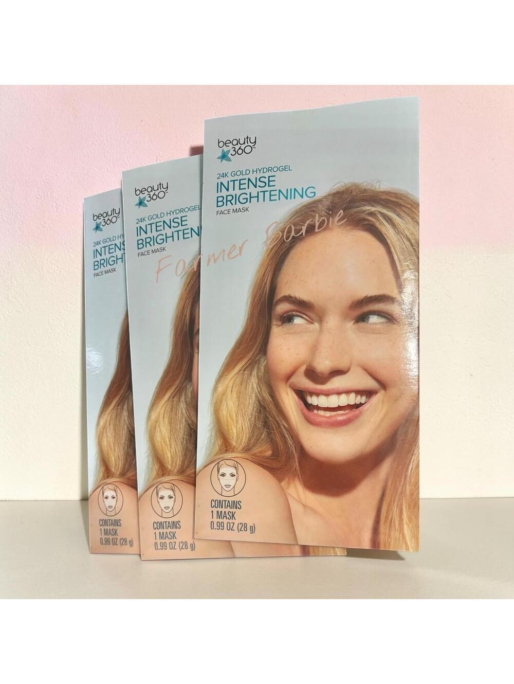 Beauty 360 24K gold Hydrogel Intense Brightening Face Mask 3 Pack NEW